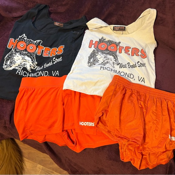 Hooters Pants - Hooters Black and White Tops with Orange Shorts